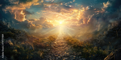 Path of Salvation: Following Christ's Example - Following the path of salvation laid out by Christ, where believers strive to emulate his life, teachings, and sacrifice photo