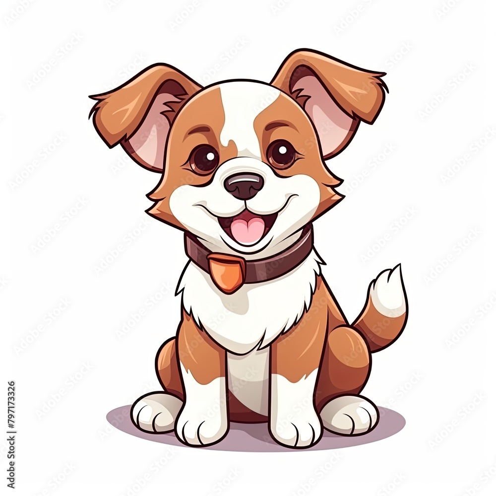 flat illustration of cute pleasant puppy flat illustration of cute pleasant puppy