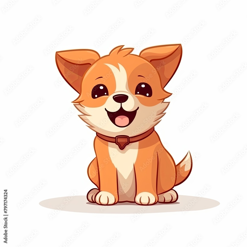 flat illustration of cute pleasant puppy flat illustration of cute pleasant puppy