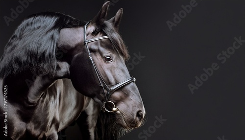 ai generative of the horse's bridle on his face was black