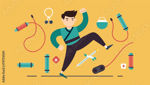 During an aerobic session the martial artist may use various tools such as jump ropes agility ladders and kick pads to enhance their training.