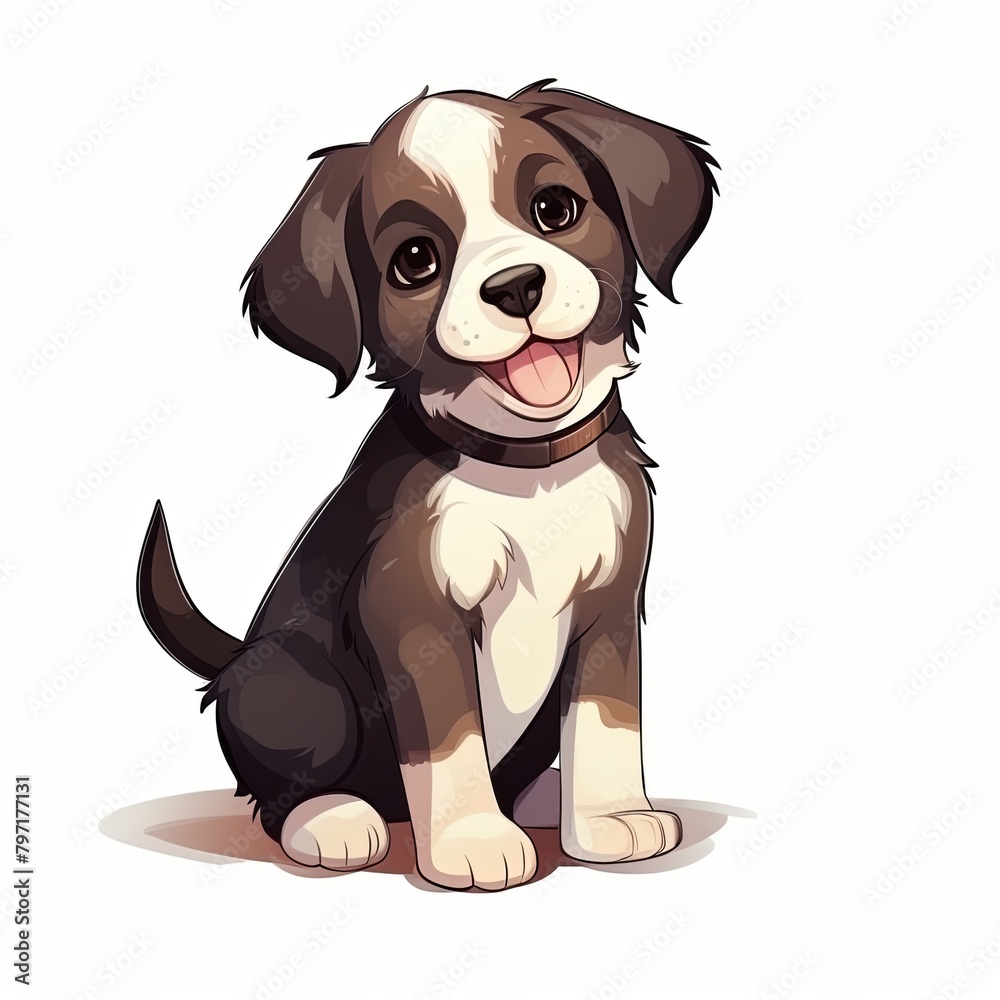 flat illustration of cute pleasant puppy flat illustration of cute pleasant puppy