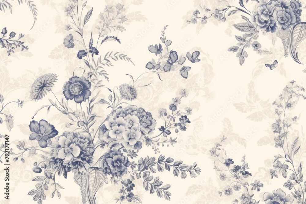 Fototapeta premium Toile wallpaper a single Bouquet of flowers pattern art backgrounds.