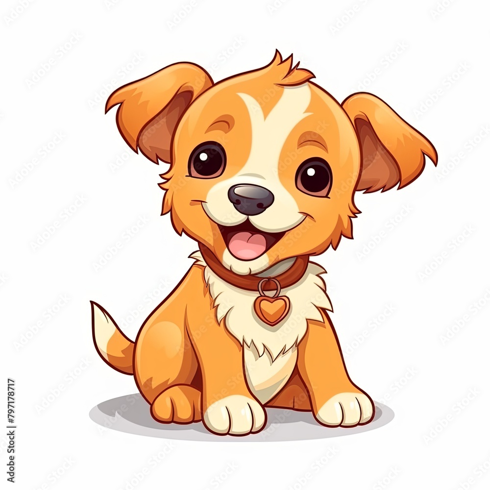 flat illustration of cute pleasant puppy flat illustration of cute pleasant puppy