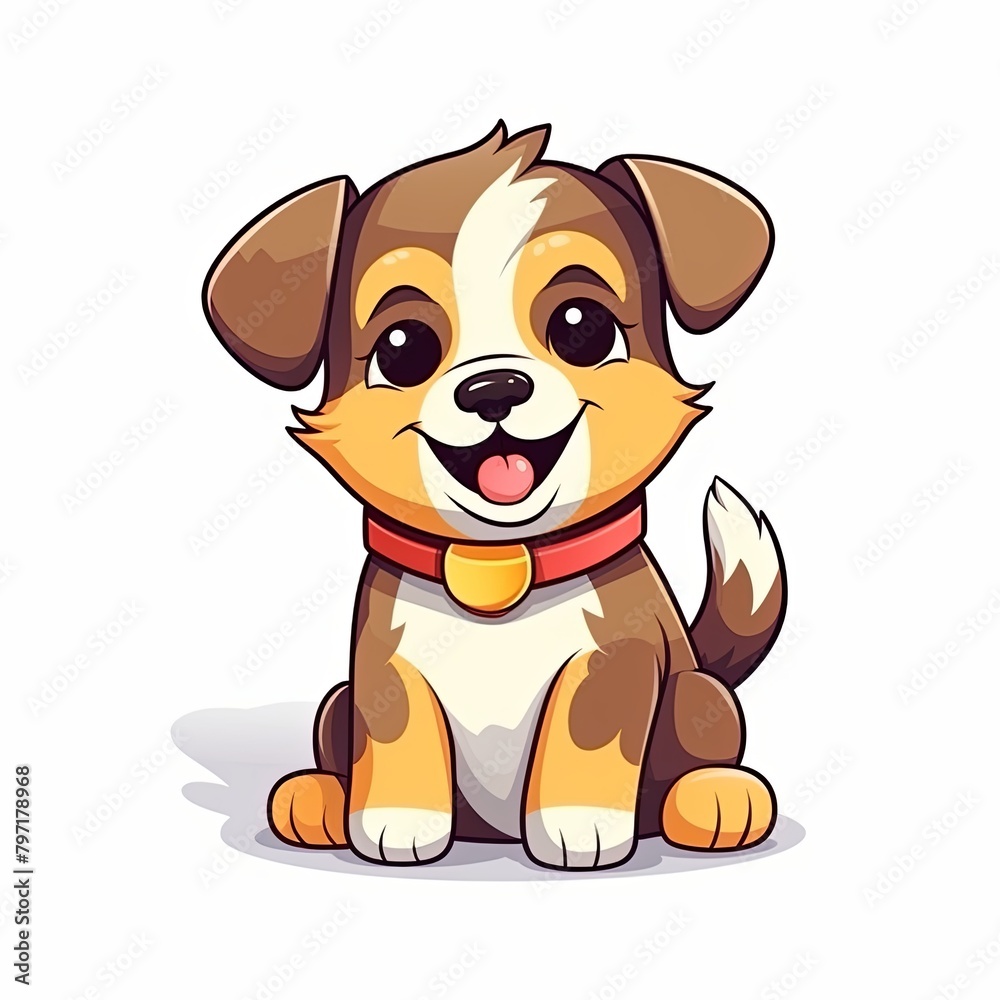 flat illustration of cute pleasant puppy flat illustration of cute pleasant puppy