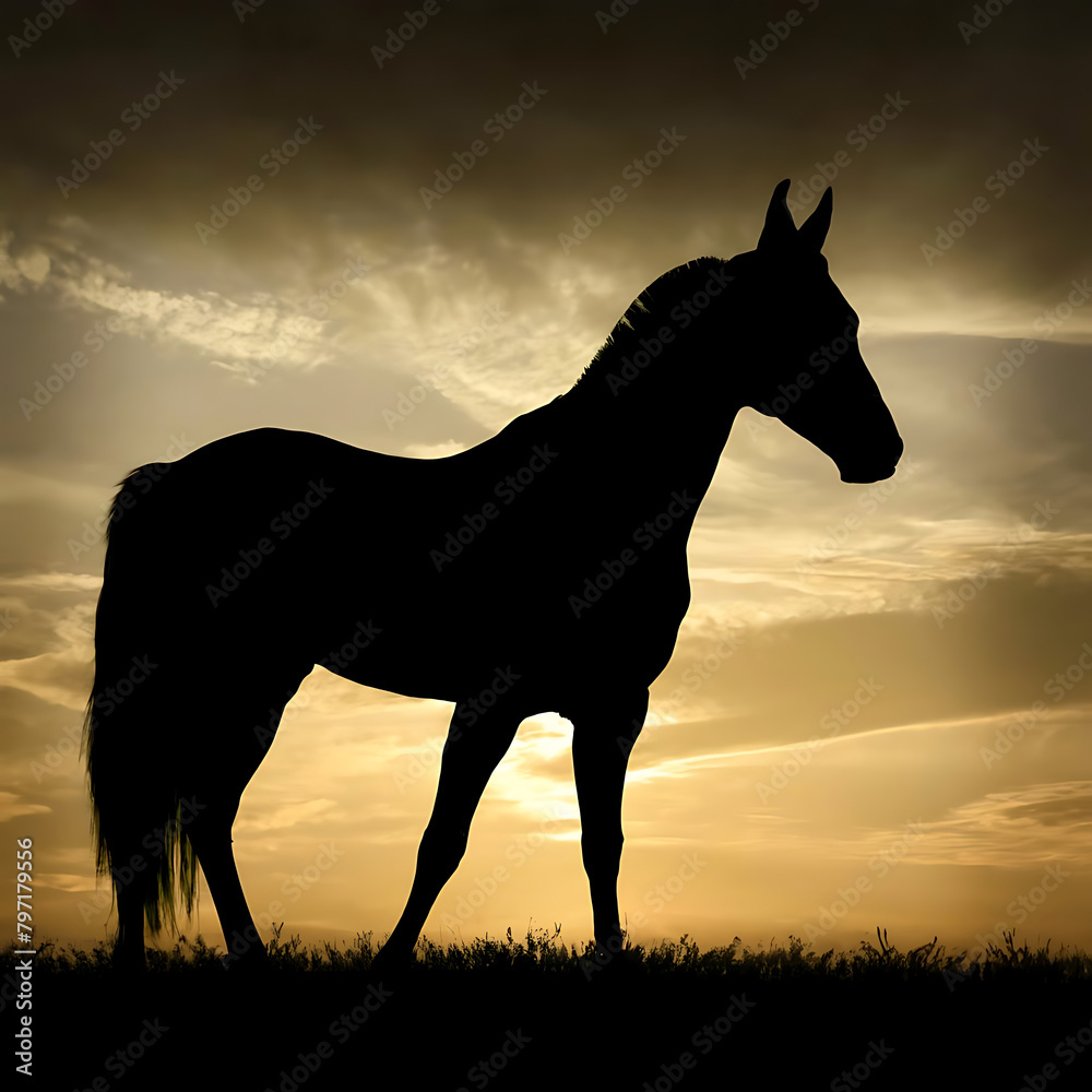 A horse silhouette background. ai generated. A horse silhouette background. ai generated.