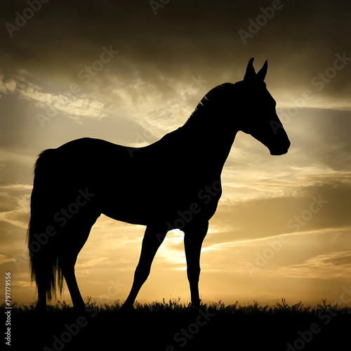 A horse silhouette background. ai generated. © Zei