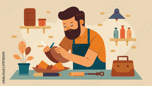 On a lazy weekend afternoon a leatherworker takes in experimenting with new techniques and designs allowing their creativity to flow freely without.