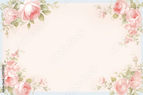 Painting of vintage rose blooms border backgrounds pattern flower.