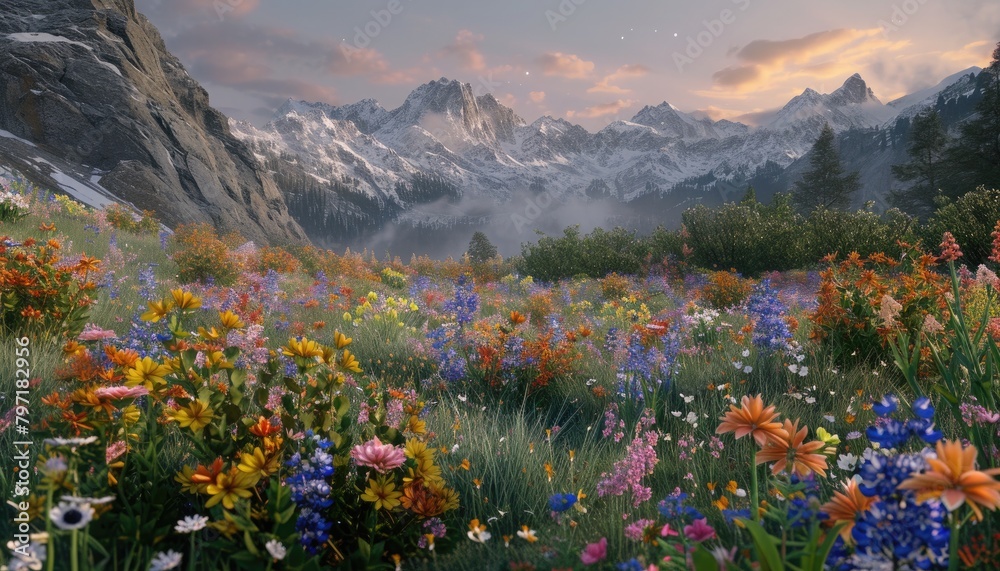 Diverse array of flowers paint vibrant landscape 🌼🏞️ From alpine wildflowers to meadow blooms, nature's palette shines bright! #FloralSplendor
