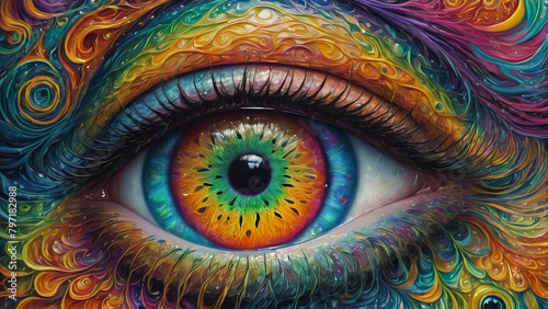 Vibrant hypnotic Macro Trippy Psychedelic Surreal Irish Eye