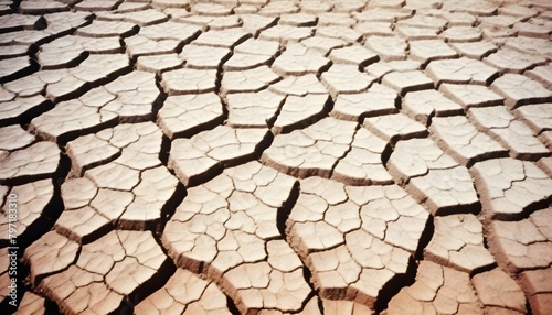 Dry Cracked Earth Texture Digital Painting Dried Ground Climate Change Background Nature Design