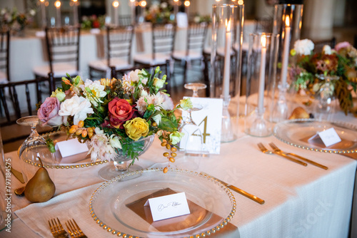 sophisticated wedding table setting photo