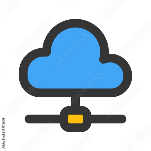 cloud computing line color icon