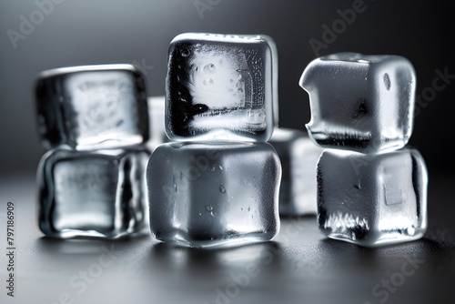 Set of ice cubes, isolated on white