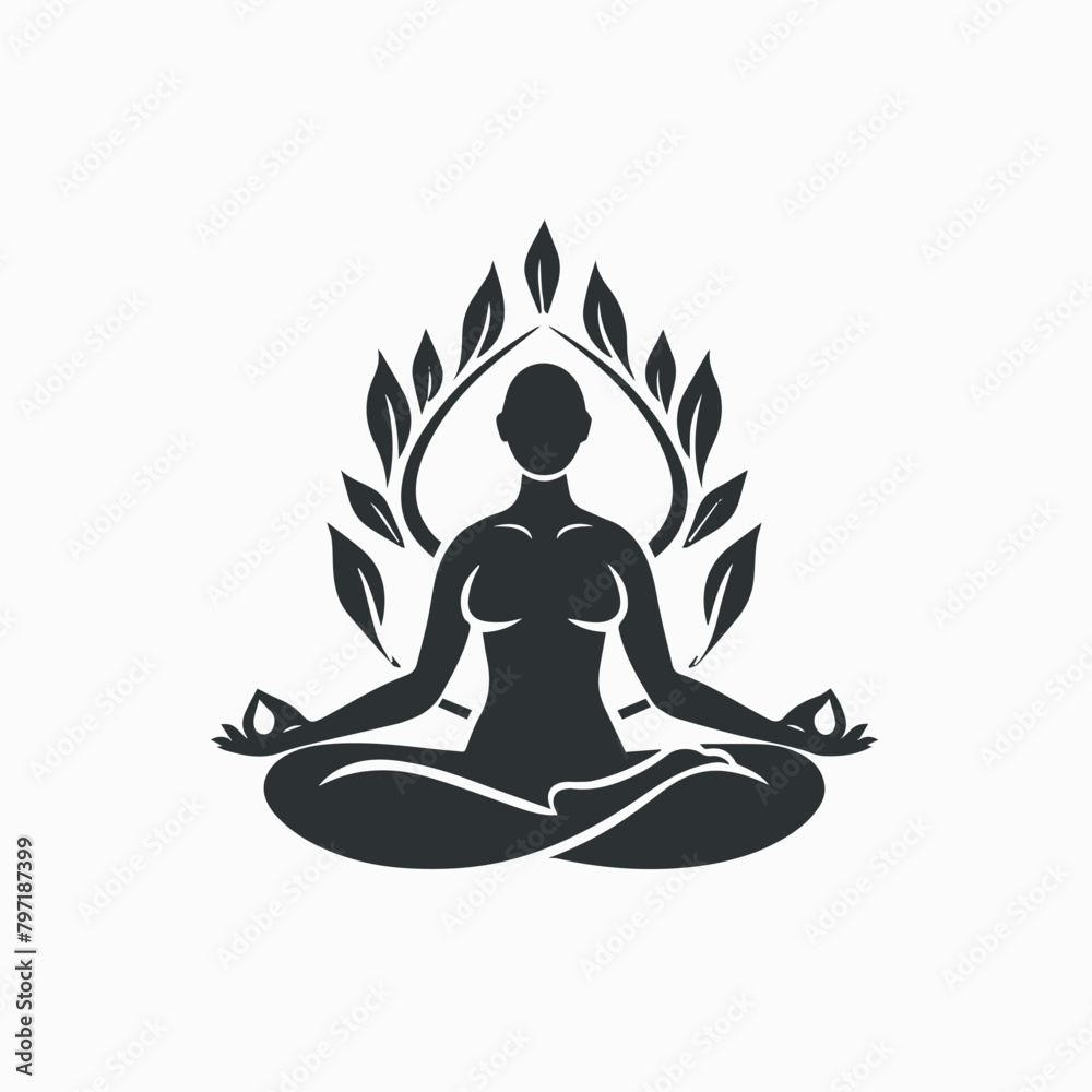 Meditation yoga in cartoon, doodle style. Image for t-shirt, web, mobile apps and ui. Isolated 2d vector illustration in logo, icon, sketch style, Eps 10. AI Generative