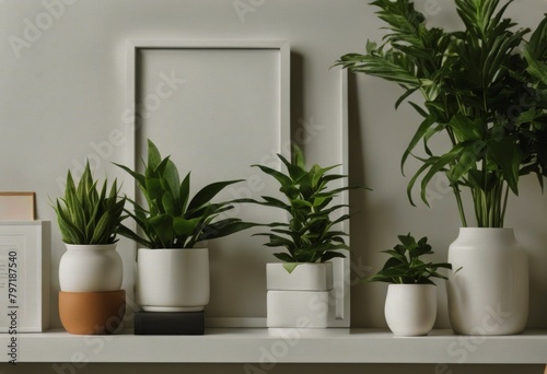 group indoor bookshelf plants square frame composition White Minimal