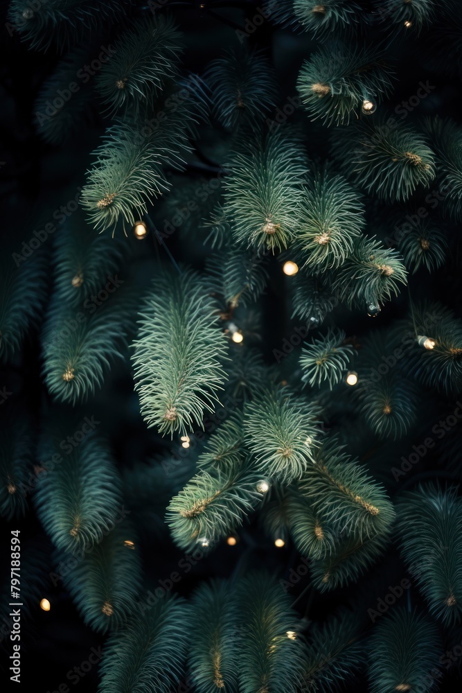 Christmas pine tree, close up photo.