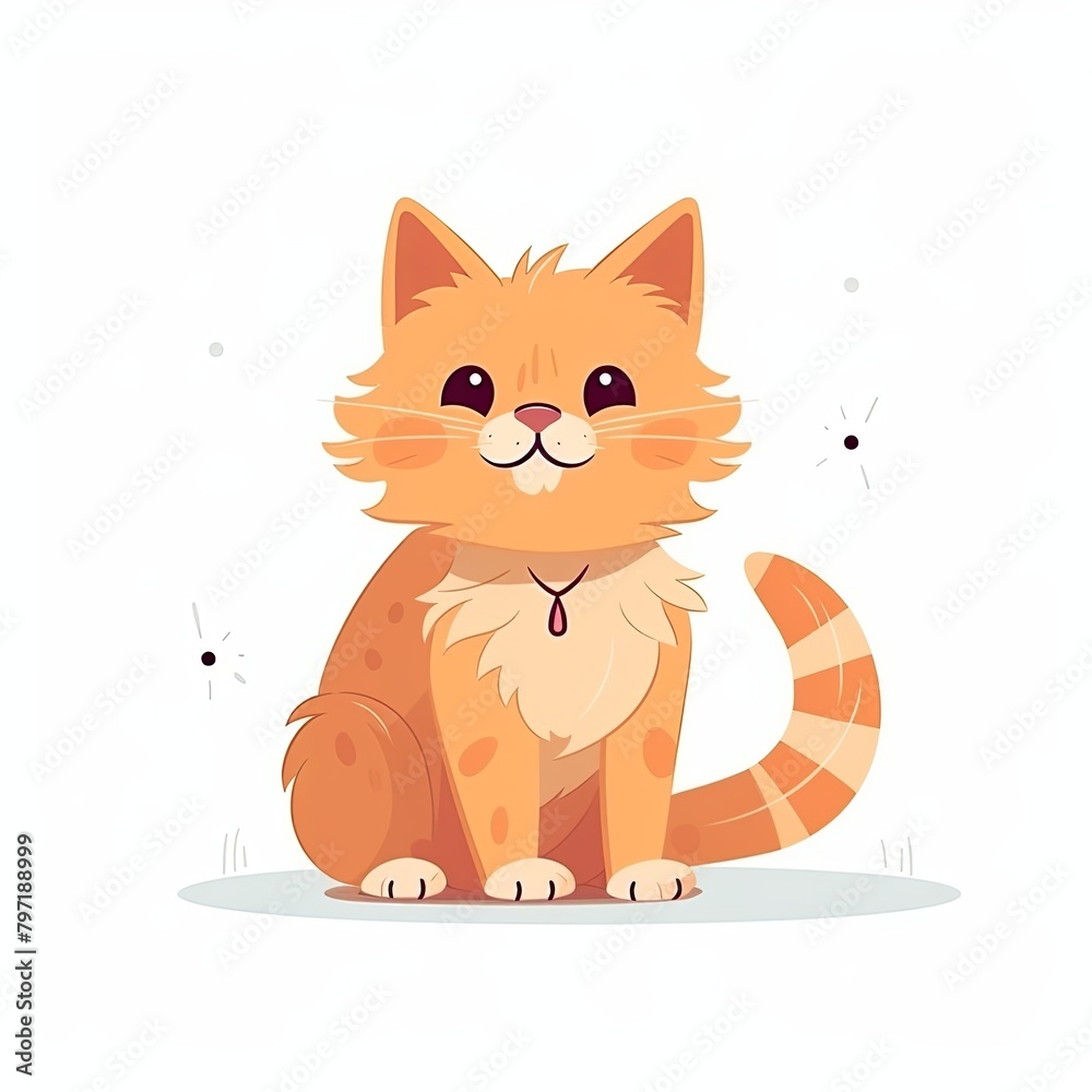 flat illustration of cute pleasant cat flat illustration of cute pleasant cat
