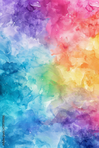Digital watercolor texture featuring vibrant rainbow hues blending together in abstract patterns.  © grey