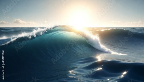 Sea water ocean wave with sunlight view created with generative ai. photo