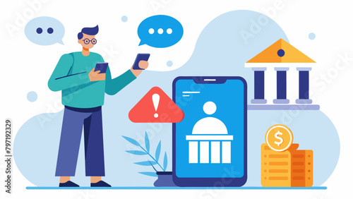 A person receiving a text alert from their bank for any large transactions or changes to their account to help detect fraudulent activity.