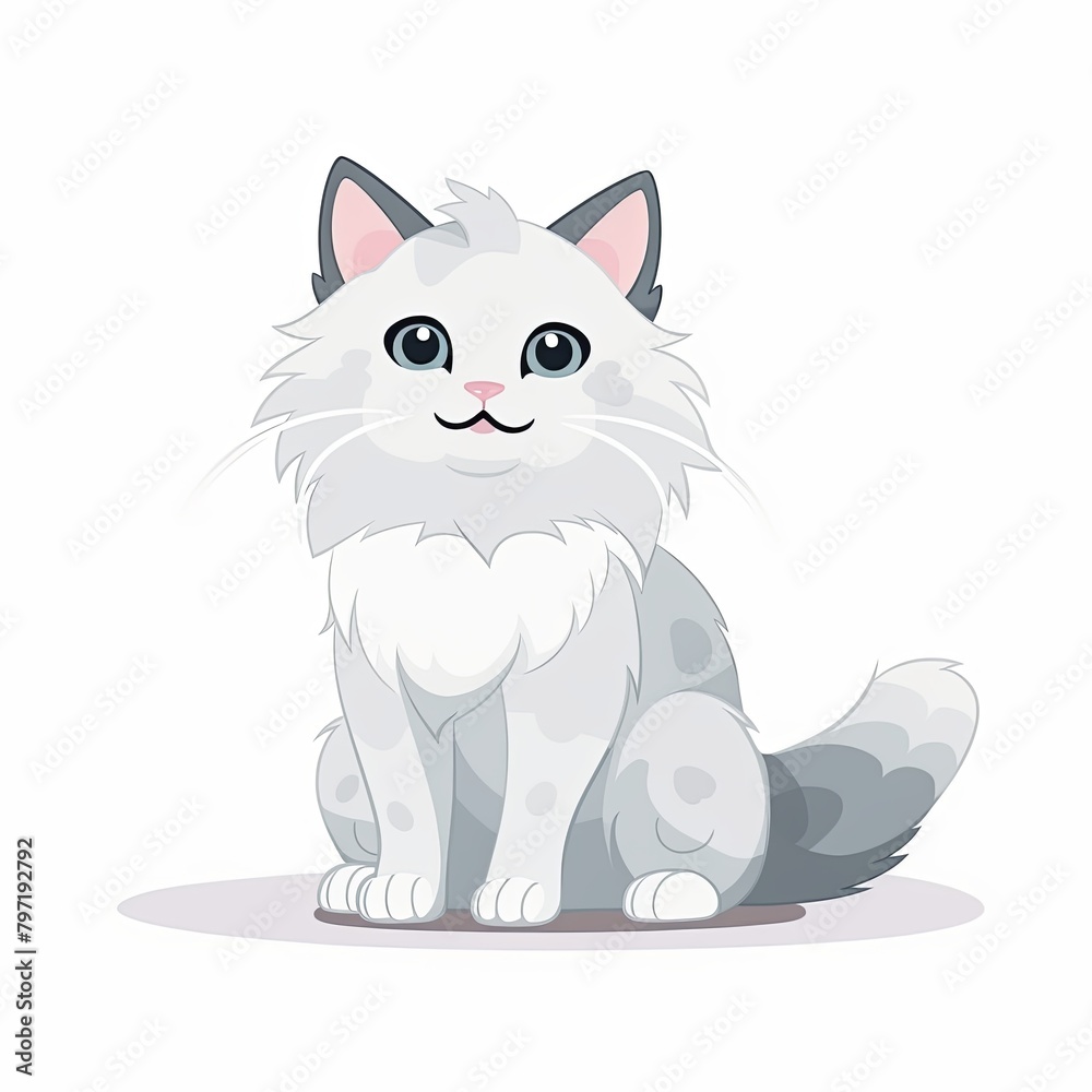 flat illustration of cute pleasant cat flat illustration of cute pleasant cat