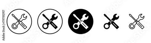 Repair icon vector isolated on white background. Wrench and screwdriver icon. settings vector icon. Maintenance. tools