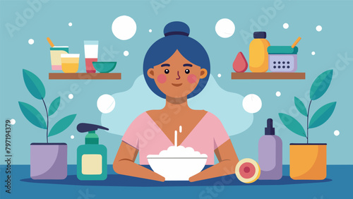 A person indulging in a DIY spa day at home using affordable ingredients for facials manicures and massages.