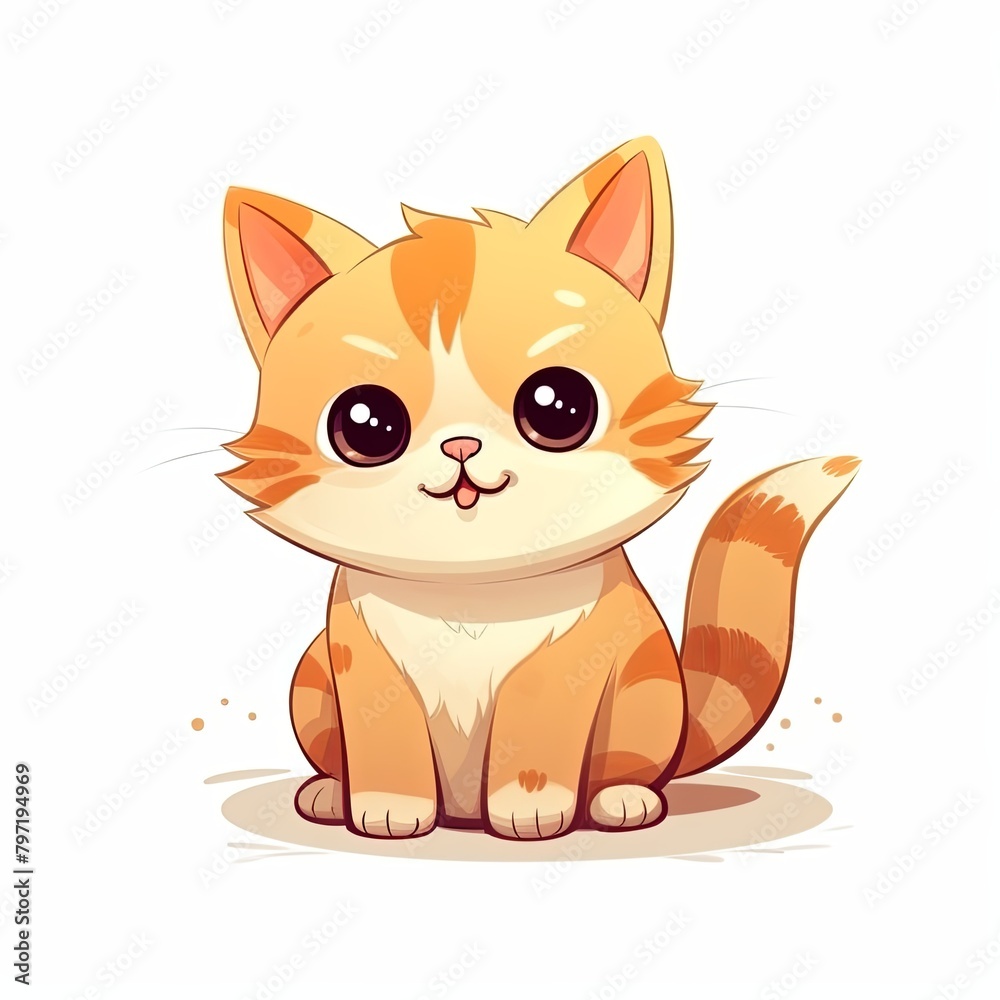 flat illustration of cute pleasant cat flat illustration of cute pleasant cat