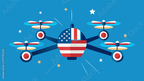Innovative and exhilarating Independence Day drone racing brings a whole new level of excitement to this patriotic holiday.. Vector illustration