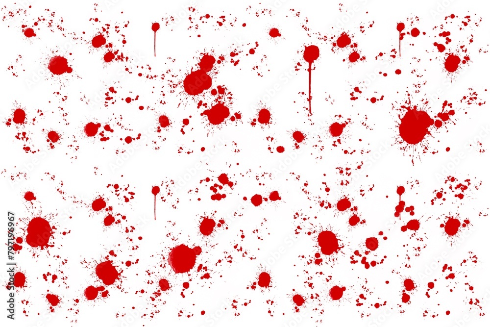 Seamless pattern of blood on the white background. Seamless for card, wrapping paper, carpet, dress, fashion, wallpaper.