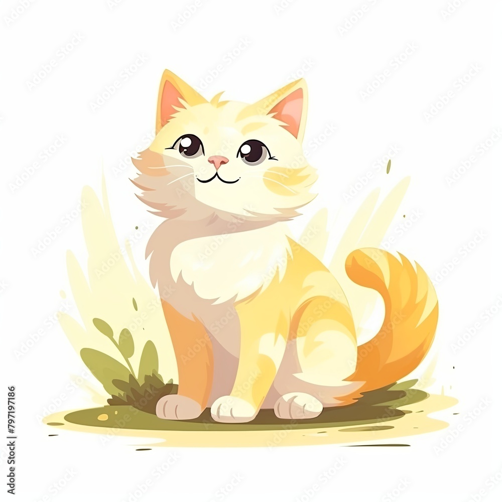 flat illustration of cute pleasant cat flat illustration of cute pleasant cat