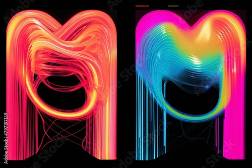 Neon Spectrum Delights: 3D Ribbons on Electronic Music Album Covers photo