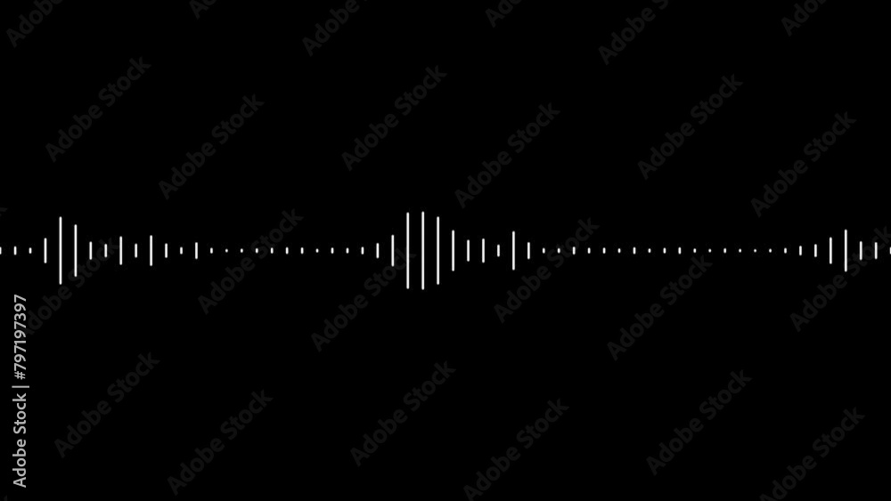 Sound wave isolated on black background. Visualizer equalizer meters modern audio,
Abstract White on black sound waves background. Digital interface element. Seamless loop
