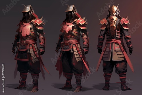 Ancient Samurai Armor Gradients: Video Game Character Design Inspiration