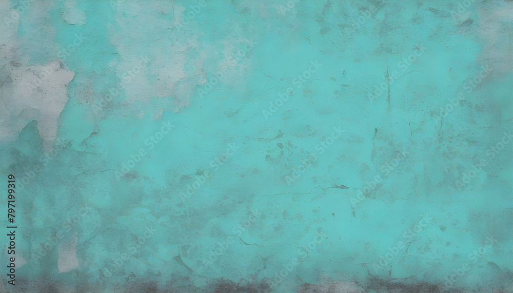 Turquoise Grunge Wall Texture Digital Painting Abstract Background Illustration Distressed Old Urban Design