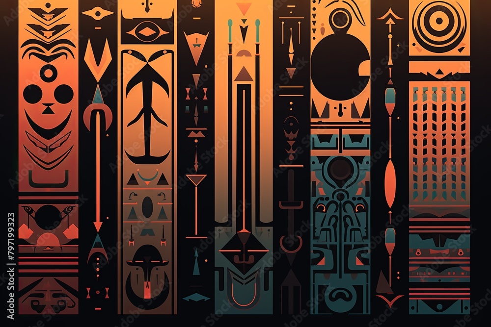 Cryptic Hieroglyphic Script Gradients: Enigmatic Visual Journey through ...