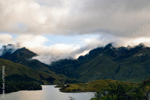 Parque nacional Sangay en ecuador, lagunas de atillo y montañas empinadas de los andes  photo