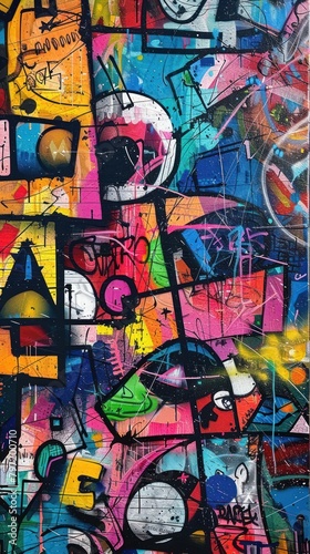 Dynamic graffiti complemented by a painting that celebrates the creativity of street art. 