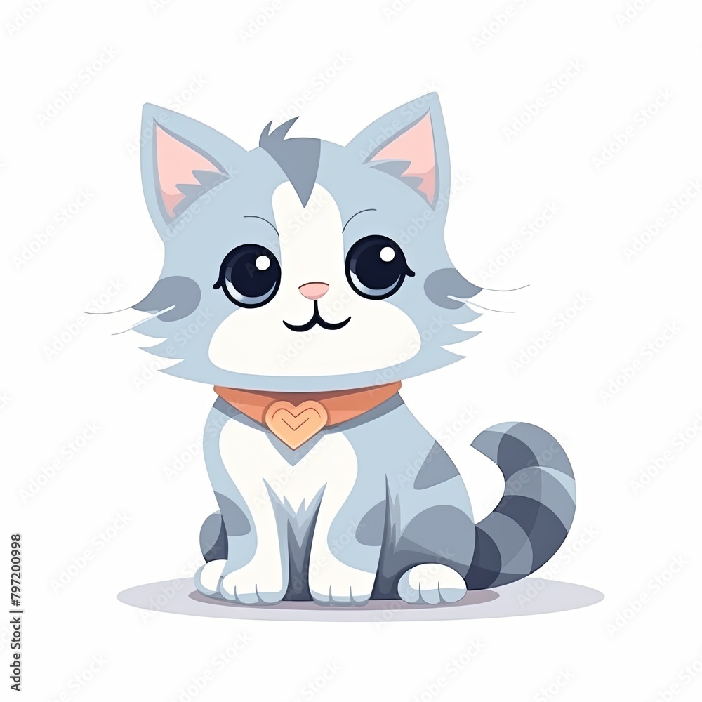 flat illustration of cute pleasant cat flat illustration of cute pleasant cat