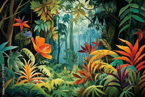 Exotic Jungle Foliage Gradients: Vibrant Rainforest Discovery in Kids' Book