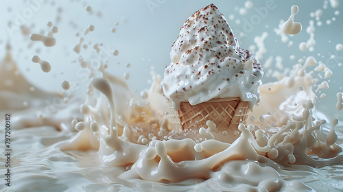 Melting ice cream panorama