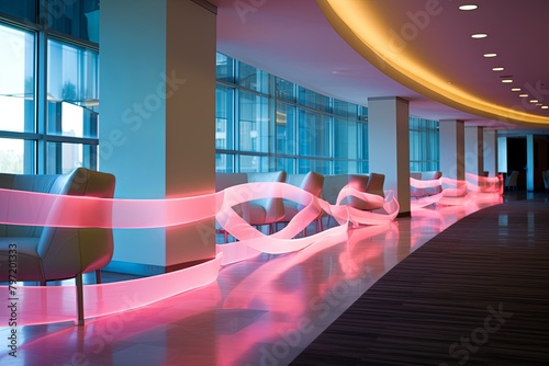 Fluorescent Ribbon Reflections: A Contemporary Look at Office Lobby Design