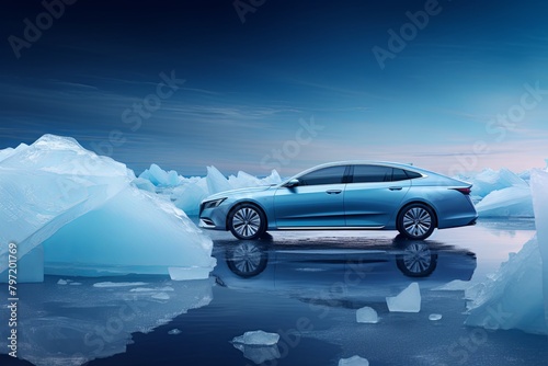 Glacial Iceberg Crystal Gradients Luxury Car Winter Edition Ad showcasing sleek design, precision engineering, and cutting-edge technology. © Michael