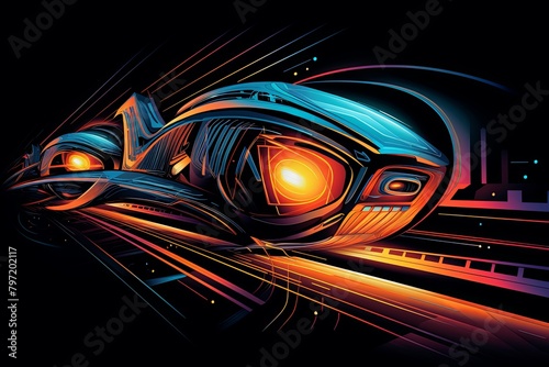 Glowing Abstract Line Art: Futuristic Vehicle Wraps Series