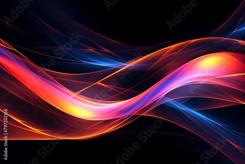 Glowing Abstract Line Art: Masterpiece Created in Advanced Graphic Editing Software