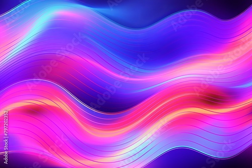 Holographic Neon Wavy Stripes: Vibrant Event Invitation Card Design