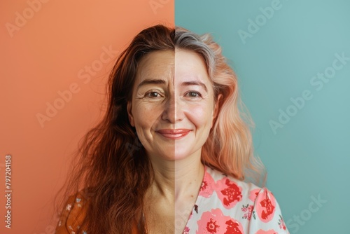 Detailed skincare advancements in aging face management supported by preservation tips and color consistency in skincare solutions, showcasing visible aging gracefully with skin lift. © Leo