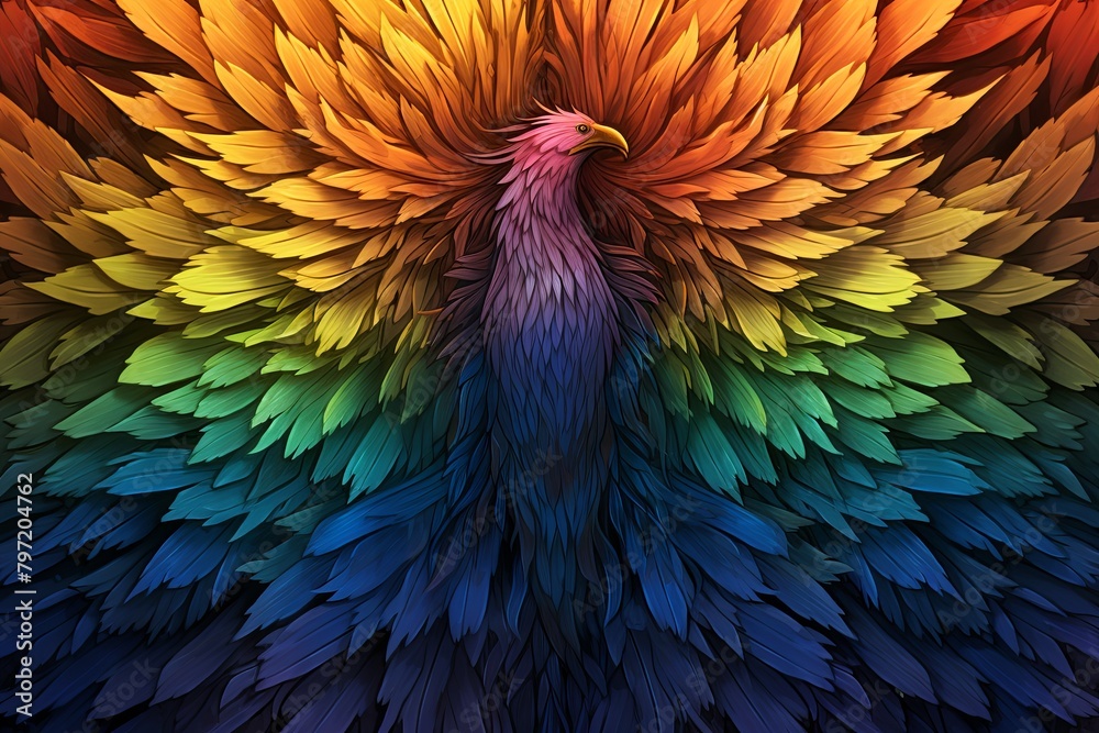 Fototapeta premium Mythic Griffin Feather Gradients Puzzle: Mystical Creature Theme